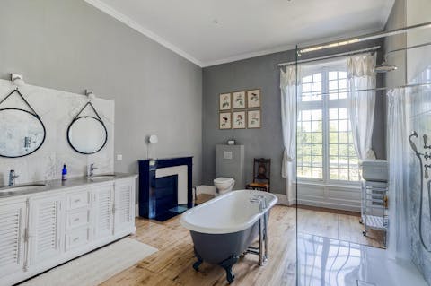 Treat yourself to a luxurious soak in the clawfoot tub