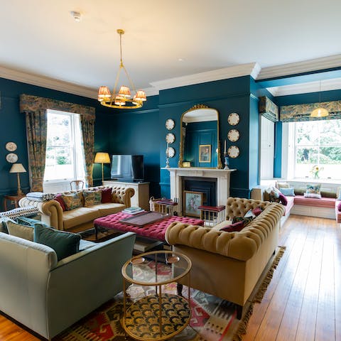 Spread out between several stylish living rooms