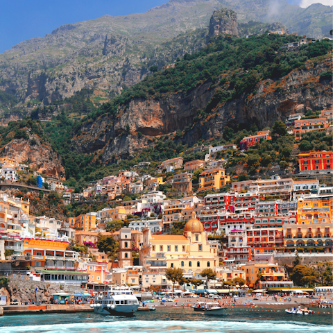 Explore the colourful, hilltop streets of Positano, just a walk away