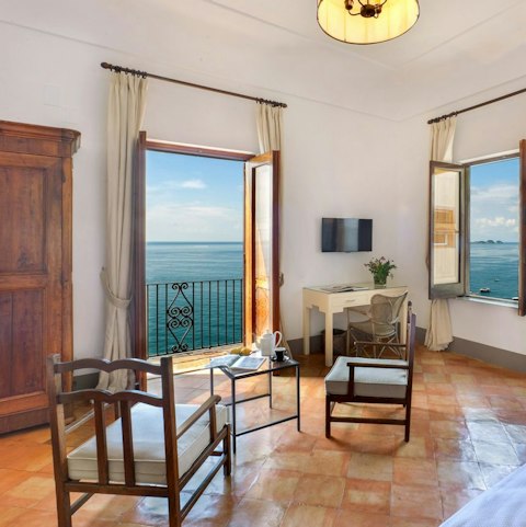 Admire the sparkling sea views while you sip your morning coffee