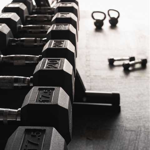 Keep up your fitness in the building's shared gym