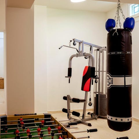 Start the day with a workout on the exercise equipment