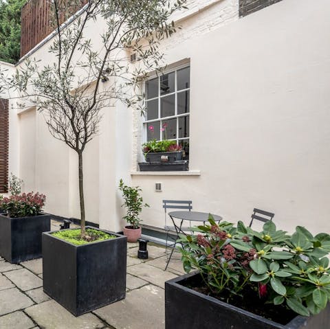 Sip your morning coffee in the communal courtyard