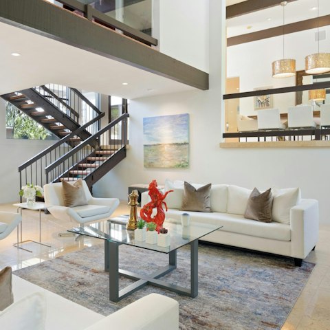 Get comfortable in the many seating areas inside