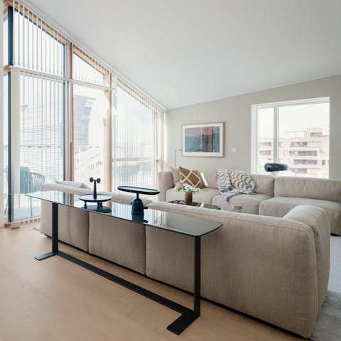 Sprawl out on the comfy sofas after a day of exploring the city on foot