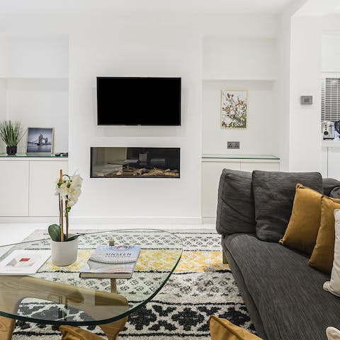 Relax and unwind in the bright and stylish living room