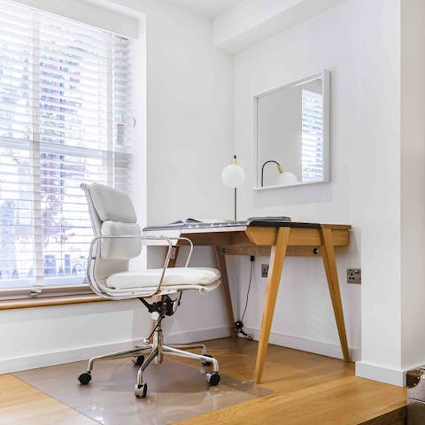 Catch up on work at the dedicated desk