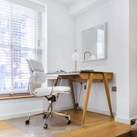 Catch up on work at the dedicated desk