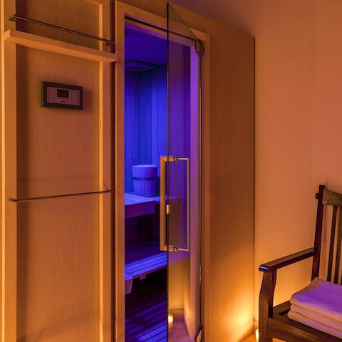 After a session in the gym, unwind with a steam in the private sauna