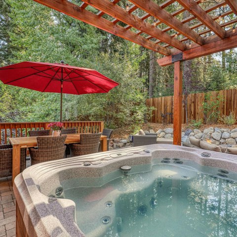 Enjoy a relaxing soak in the private hot tub