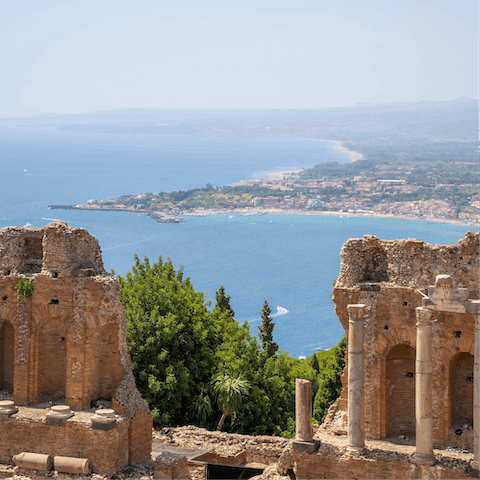 Take a trip to the hilltop town of Taormina, just 10km away