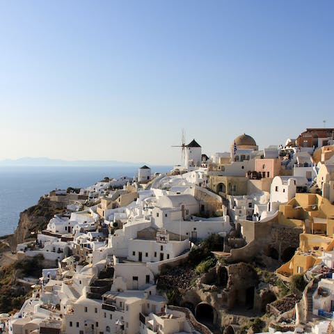 Explore the charming town of Santorini