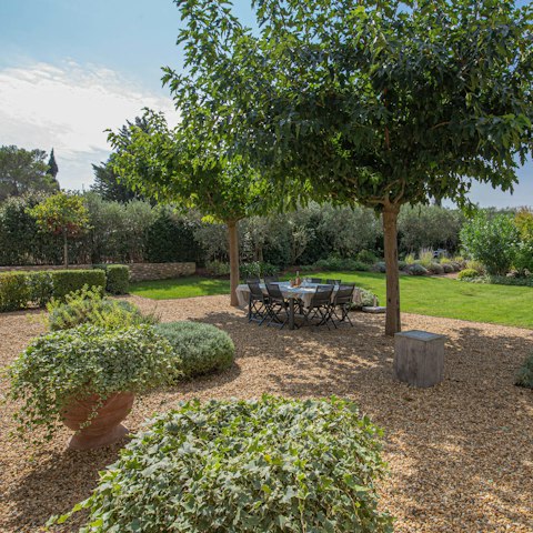 Enjoy a candlelit feast in the lavender-filled gardens