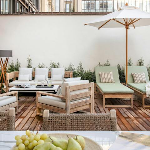 Lie back and soak up the sunshine on one of the loungers