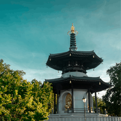 Head ten minutes east to the leafy Battersea Park, home of the London Peace Pagoda