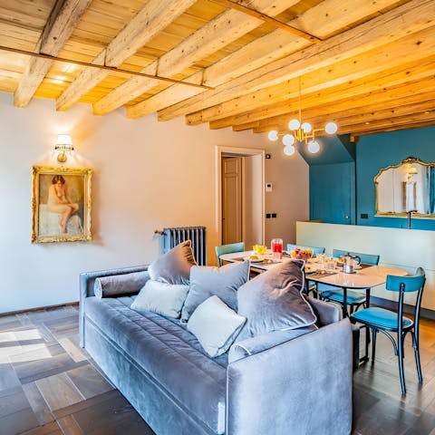Relax with a glass of wine amid elegant decor