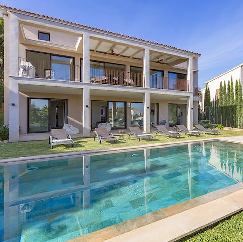 Spend relaxing days lounging by the pool or make the short drive to the beach