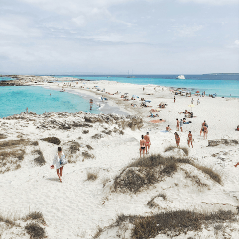 Enjoy a beach day at Playa de ses Illetes – 8 kilometres away