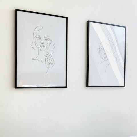 Admire the home's tasteful artwork and stylish decor
