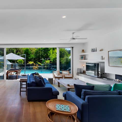 Make yourself at home in the breezy living area