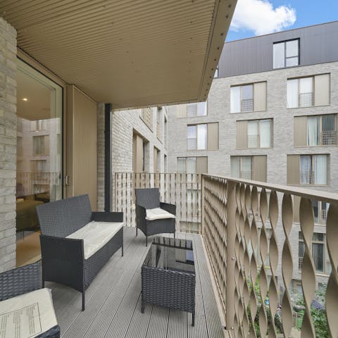 Relax in the summer sunshine on the private balcony, the perfect spot to savour a morning coffee