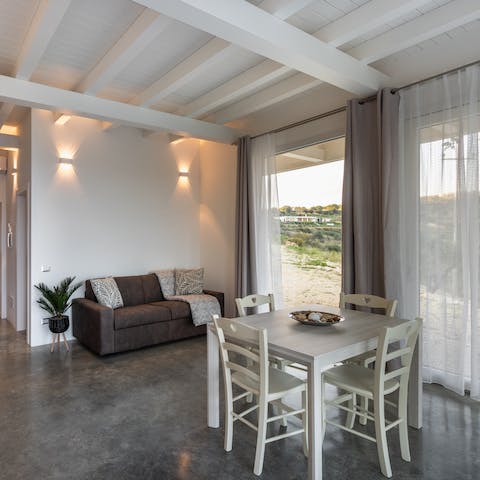 Take a break from the heat and relax in the cool living space