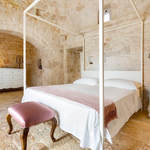 Enjoy an unbroken night's sleep in the tranquil countryside of Valle d'Itria