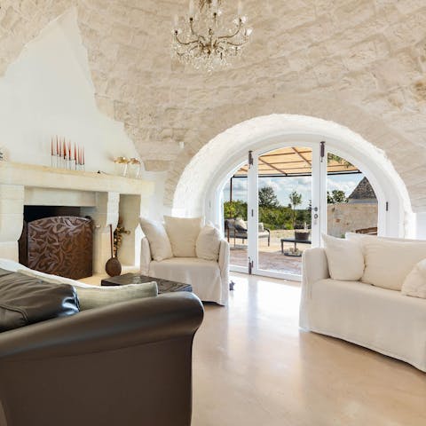 Cosy up by the fire on cooler evenings