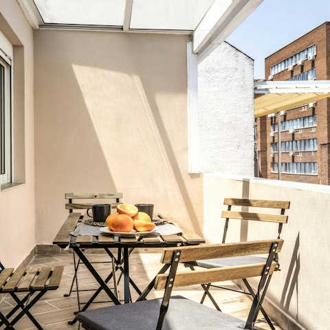 Sip cava in the sunshine of the private terrace