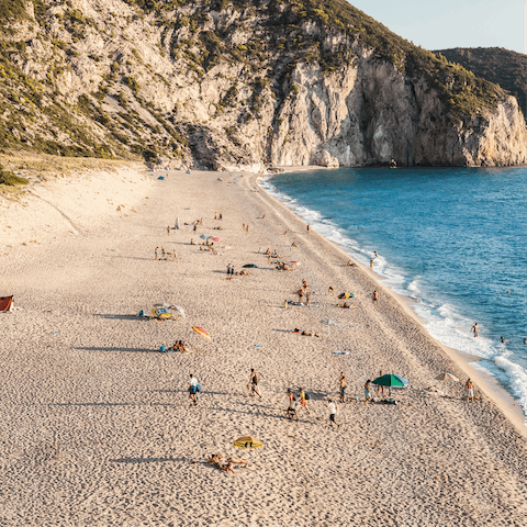 Step out onto the idyllic Agios Ioannis beach, 100m from your villa