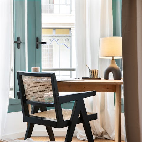 Catch up on your emails at the serene workspace