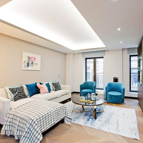 Relax and unwind in the elegant and inviting living area