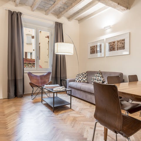 Relax and unwind in the living room after a day of sightseeing