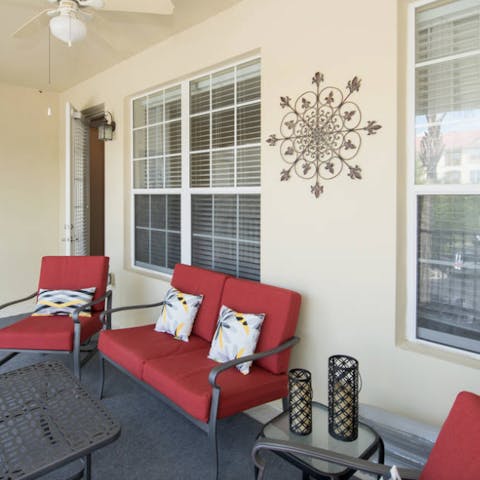 Sip your morning coffee from the plush sofas on your private terrace