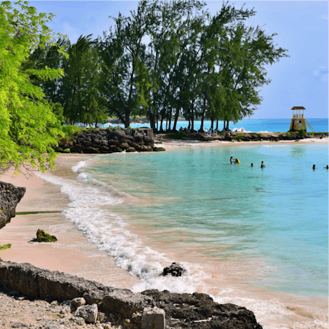 Take the seven-minute drive to Holetown to enjoy the beach or a spot of retail therapy