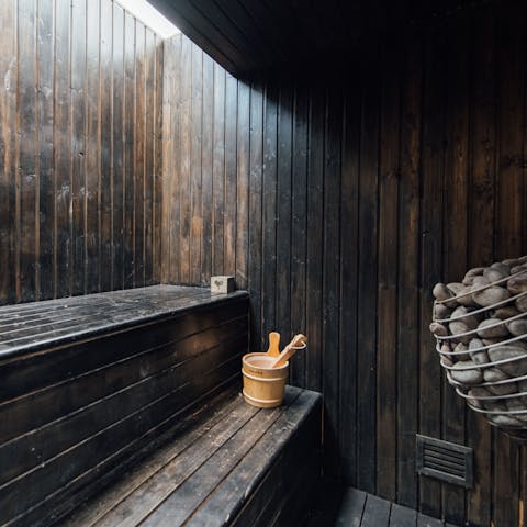 Feel rejuvenated after a healing session in the sauna