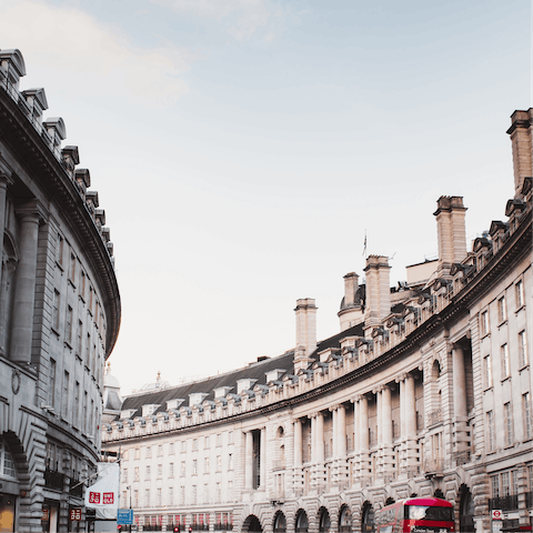 Treat yourself to a shopping trip on Regent Street – just a fifteen–minute walk away