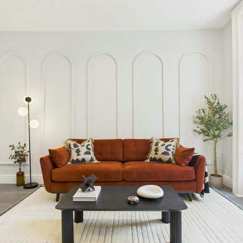 Recount your day in London with a glass of wine on the sofa