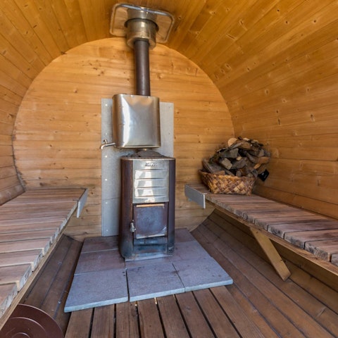Sweat it out in the lakeside sauna