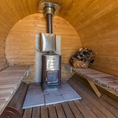 Sweat it out in the lakeside sauna