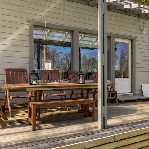 Spend long summer evenings sipping wine on the outdoor terrace