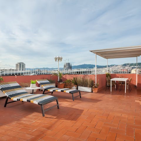 Take in the views of Montjuic Castle and Sagrada Família from the terrace