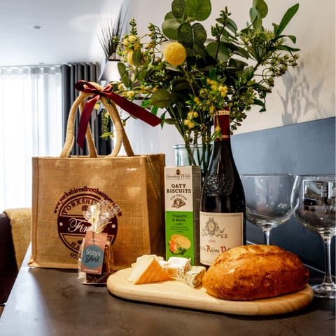 Settle in with treats from the welcome basket, it would be rude not to