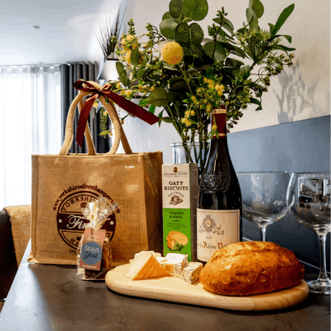 Settle in with treats from the welcome basket, it would be rude not to