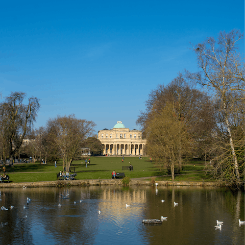 Embrace the calm in Pittville Park in Cheltenham – a twenty minute drive away
