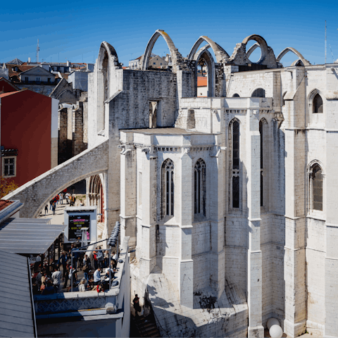 Visit the gothic Convento do Carmo, a nine-minute walk away
