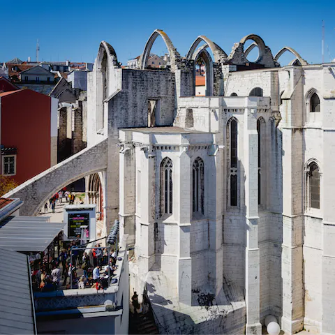 Visit the gothic Convento do Carmo, a nine-minute walk away