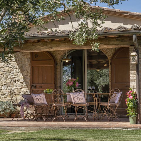 Tuck into an Italian feast on the covered terrace