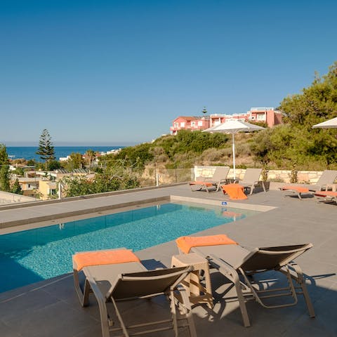 Watch the sunrise from a lounger before plunging into the private pool