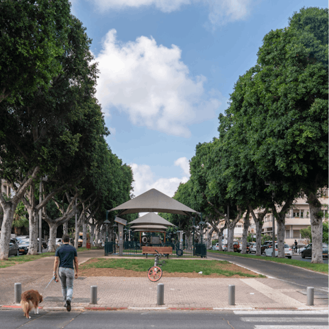 Take a stroll along Rothschild Boulevard, which starts three minutes' walk from the front door